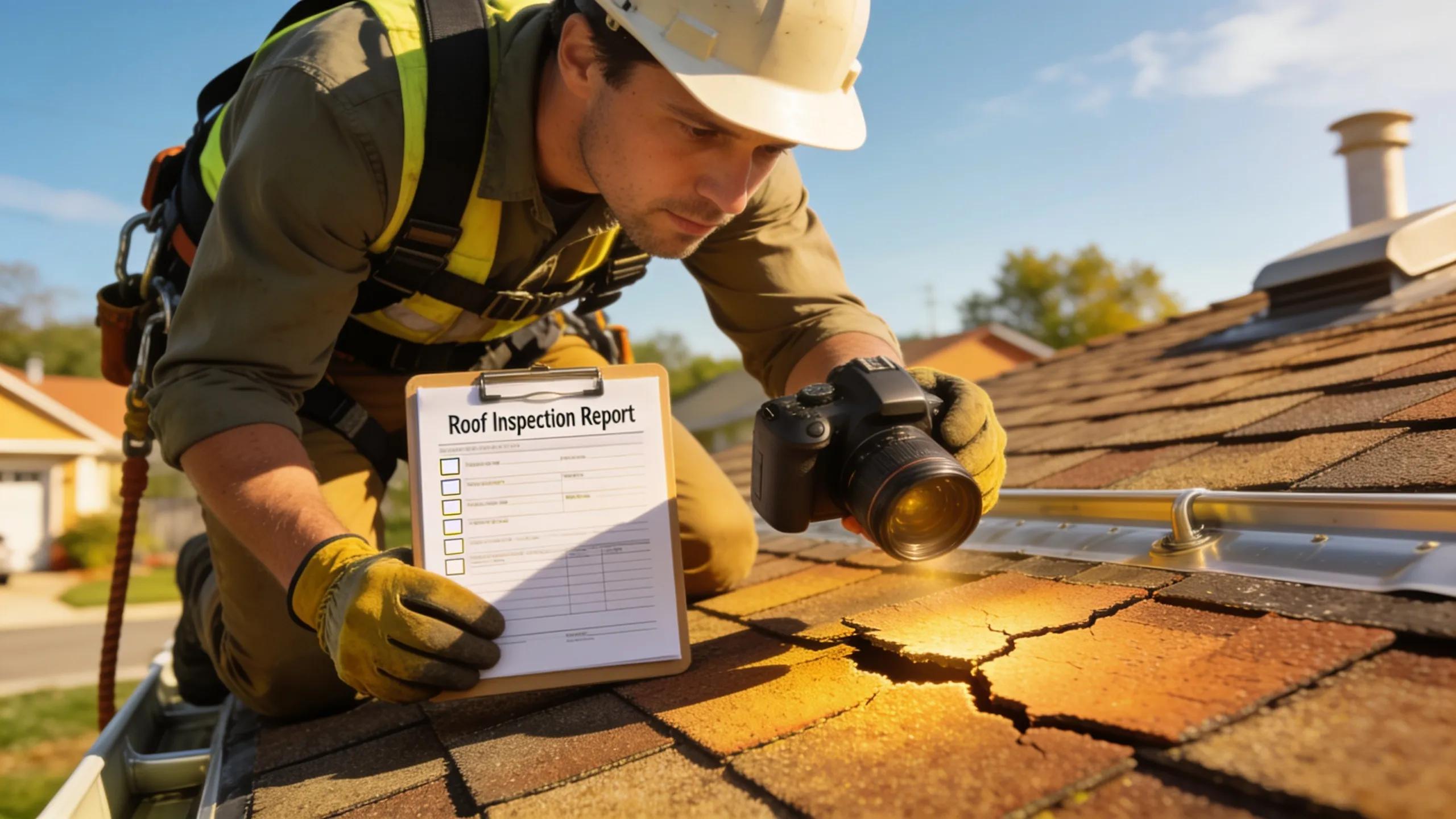 Professional inspecting a roof to emphasize the importance of maintenance for warranty validity