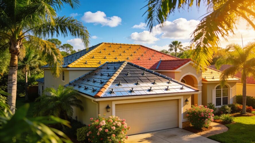 A sturdy house in Central Florida with a protective roof, emphasizing storm safety measures