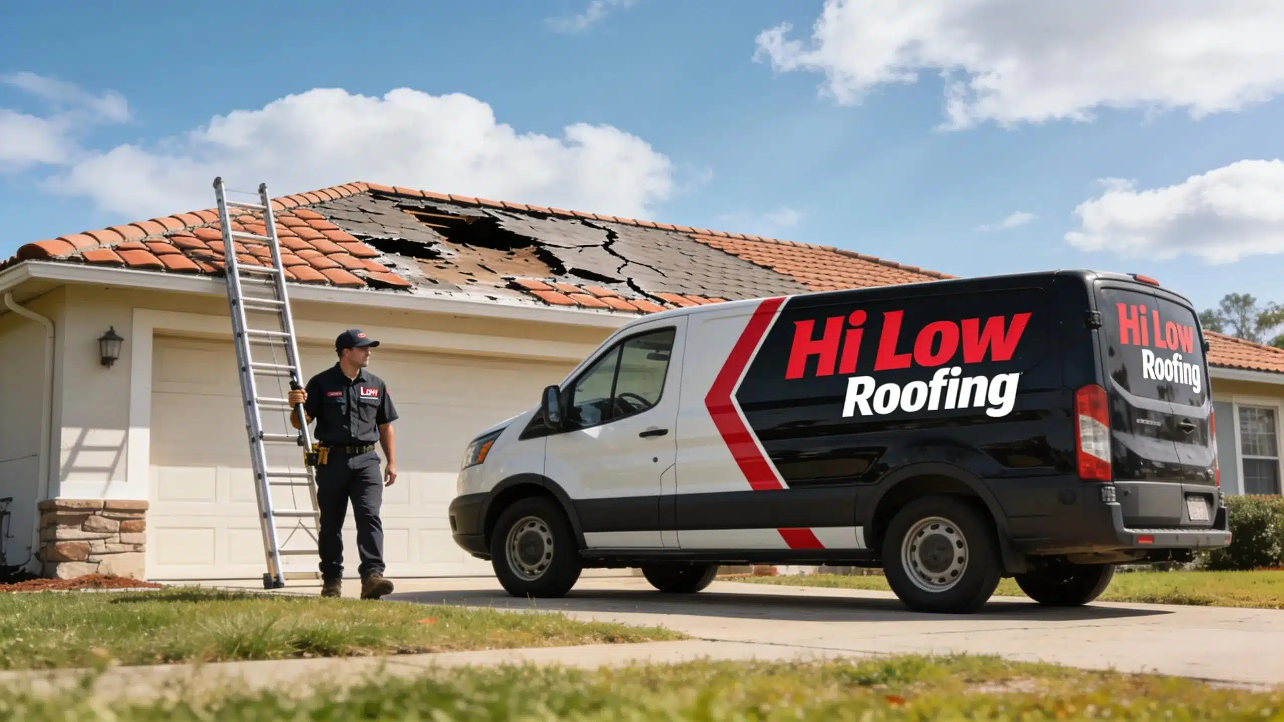Hi Low Roofing service van ready for quick emergency response in Central Florida