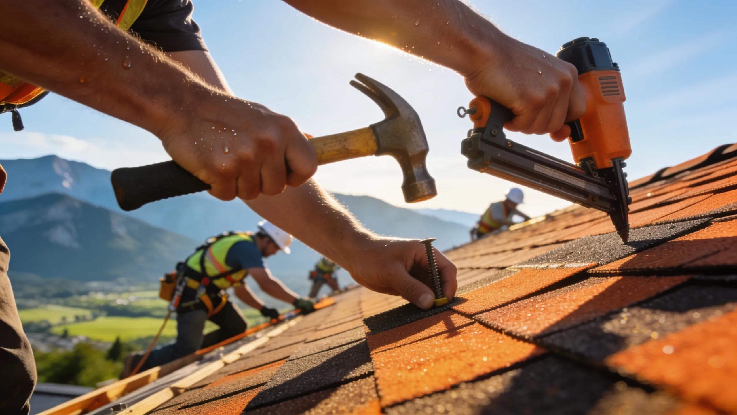 Roofing professionals demonstrating quality workmanship during installation